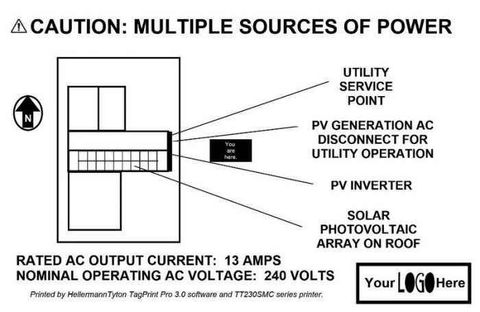 03-600, SOLAR CUSTOM LABEL - ESS MFG. - RATED NEC 2020 706.4