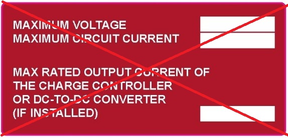 03-600, SOLAR CUSTOM LABEL - ESS MFG. - RATED NEC 2020 706.4