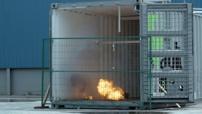 Viridi battery fire demonstration