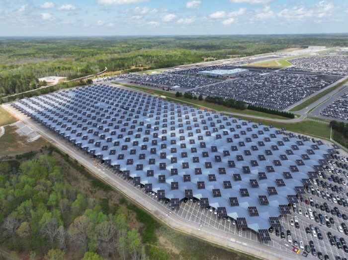 Kia solar canopy provides hail protection in Georgia