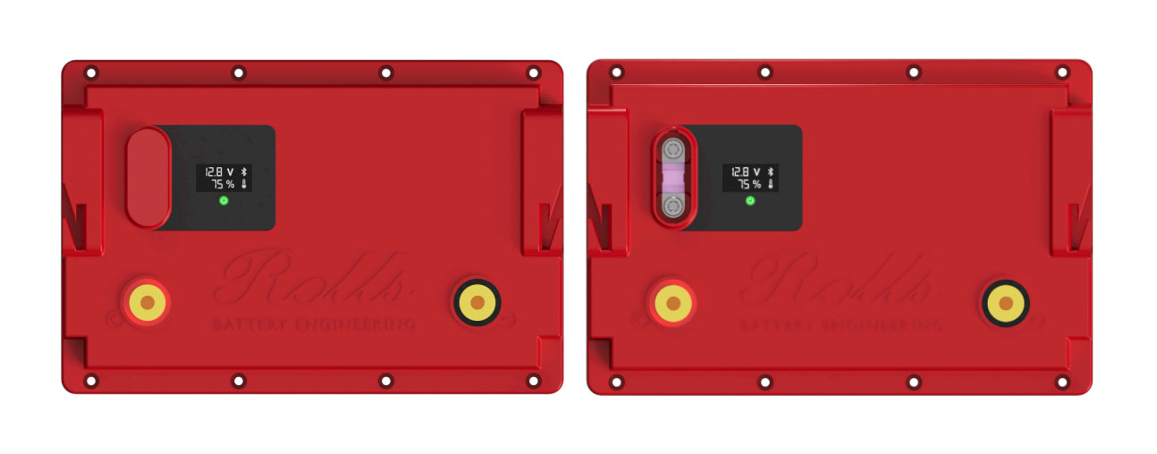 External fuse access shown on Rolls S12-100LFP battery
