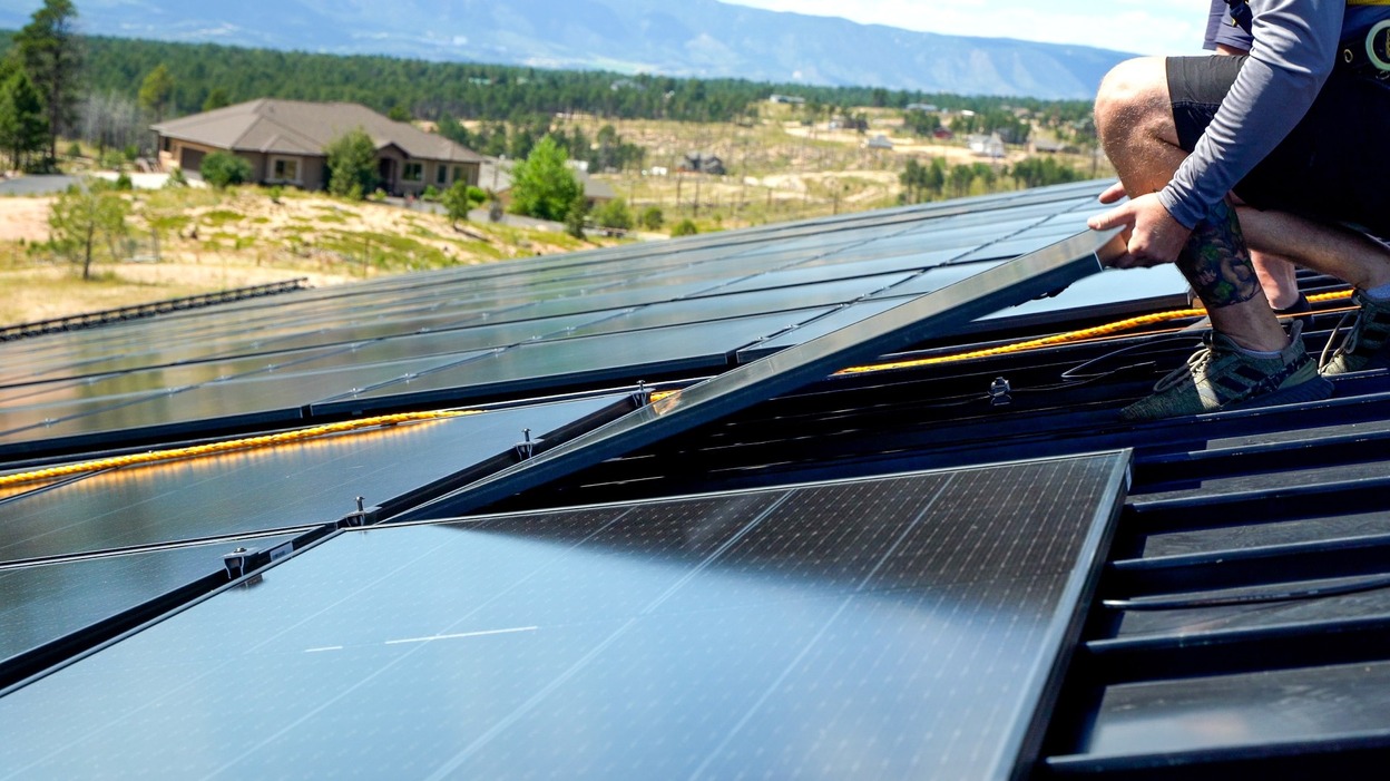 Roof solar panel installation