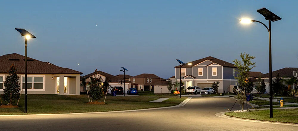 Streetleaf solar-powered streetlights in a U.S. community