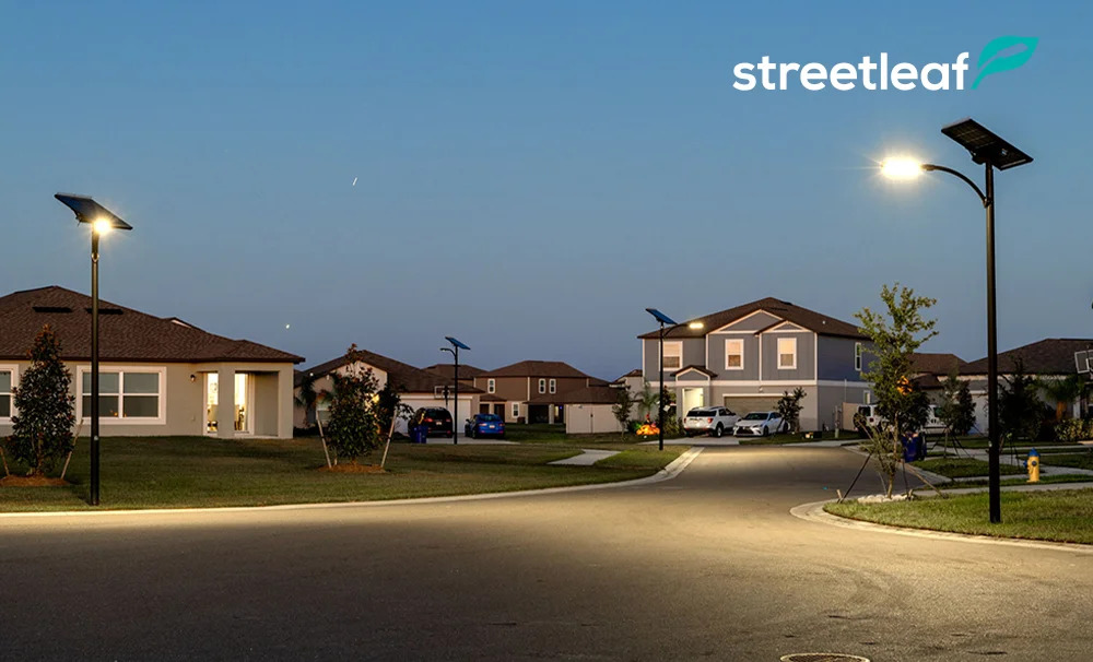 Streetleaf solar-powered streetlights in a U.S. community
