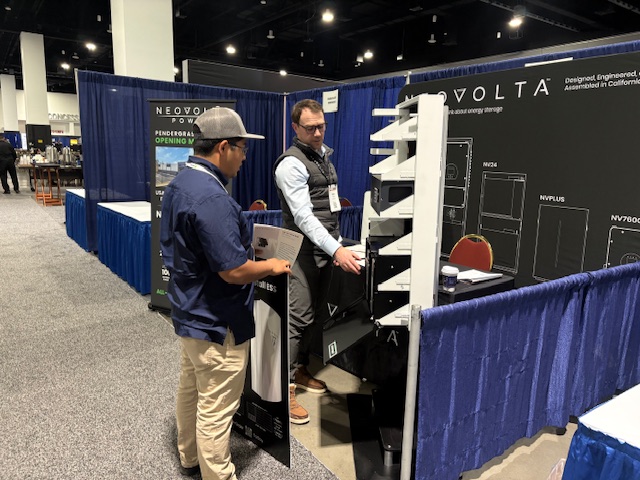 John LeBlanc shows off a NeoVolta product at NABCEP 2026