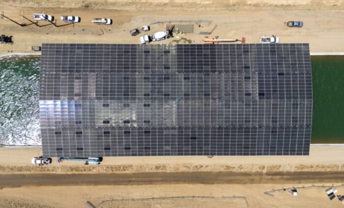 Project Nexus solar canal water bird's eye view