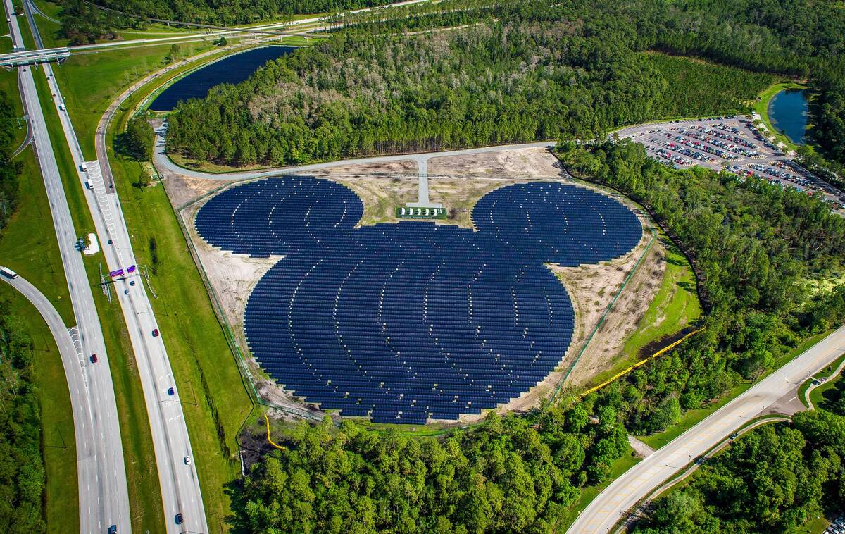 Walt Disney World solar Mickey Mouse face installation