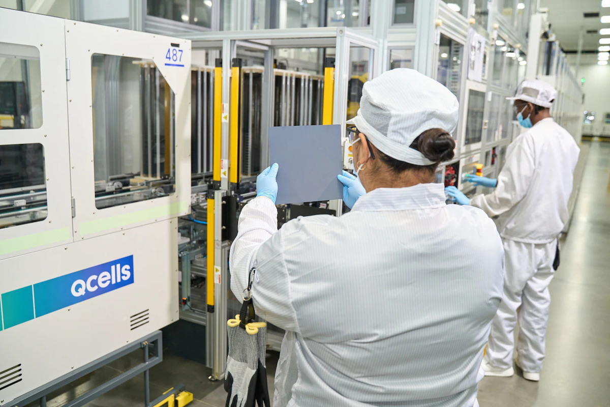 A Qcells factory worker in Cartersville, Georgia