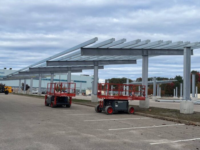 Terrasmart solar canopy jobsite at Dell data center