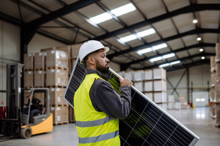 solar module manufacturing Inox stock photo