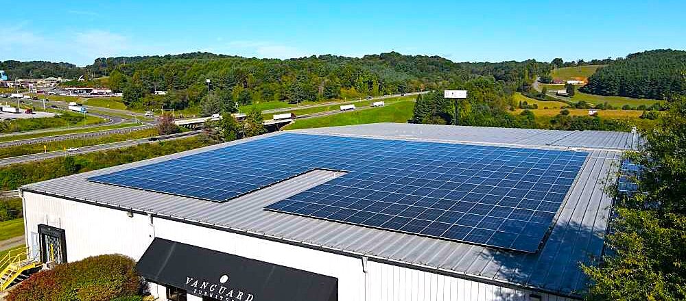 Pisgah Energy Vanguard Furniture Hillsville, Virginia roof-mounted installation