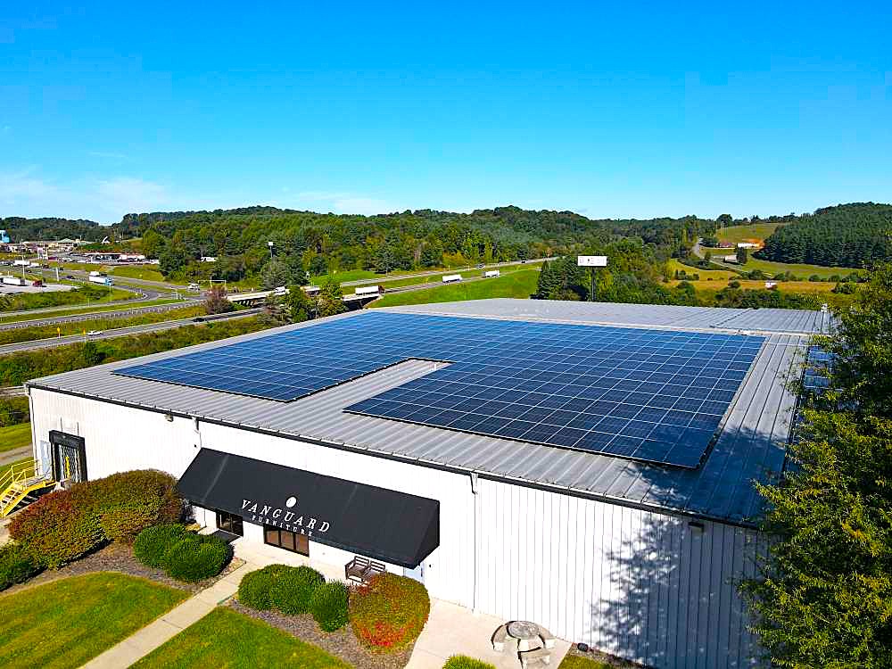 Pisgah Energy Vanguard Furniture Hillsville, Virginia roof-mounted installation