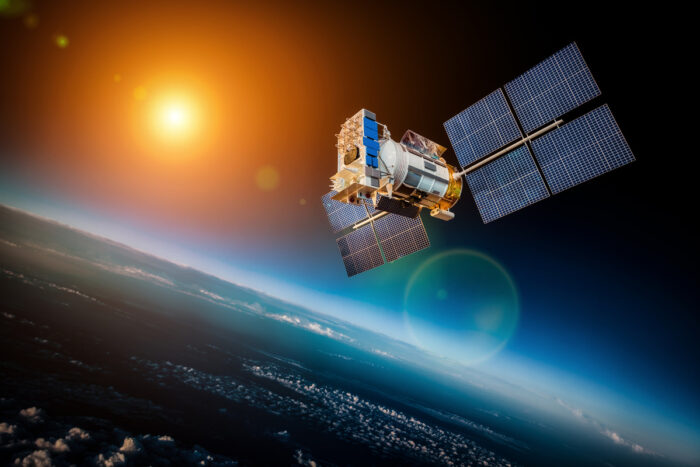 space solar satellite stock photo